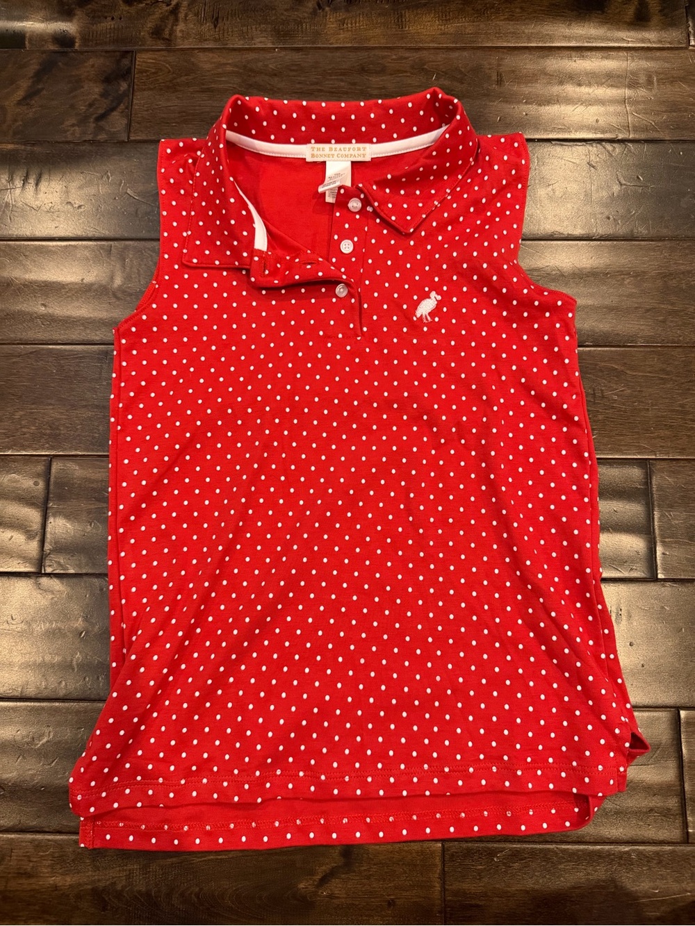 The Beaufort Bonnet Company Red Polka Dot Sleeveless Polo